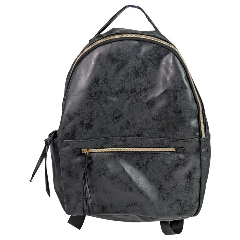 Faux Leather Backpack with Gold Hardware, Large - Picture 2 of 12